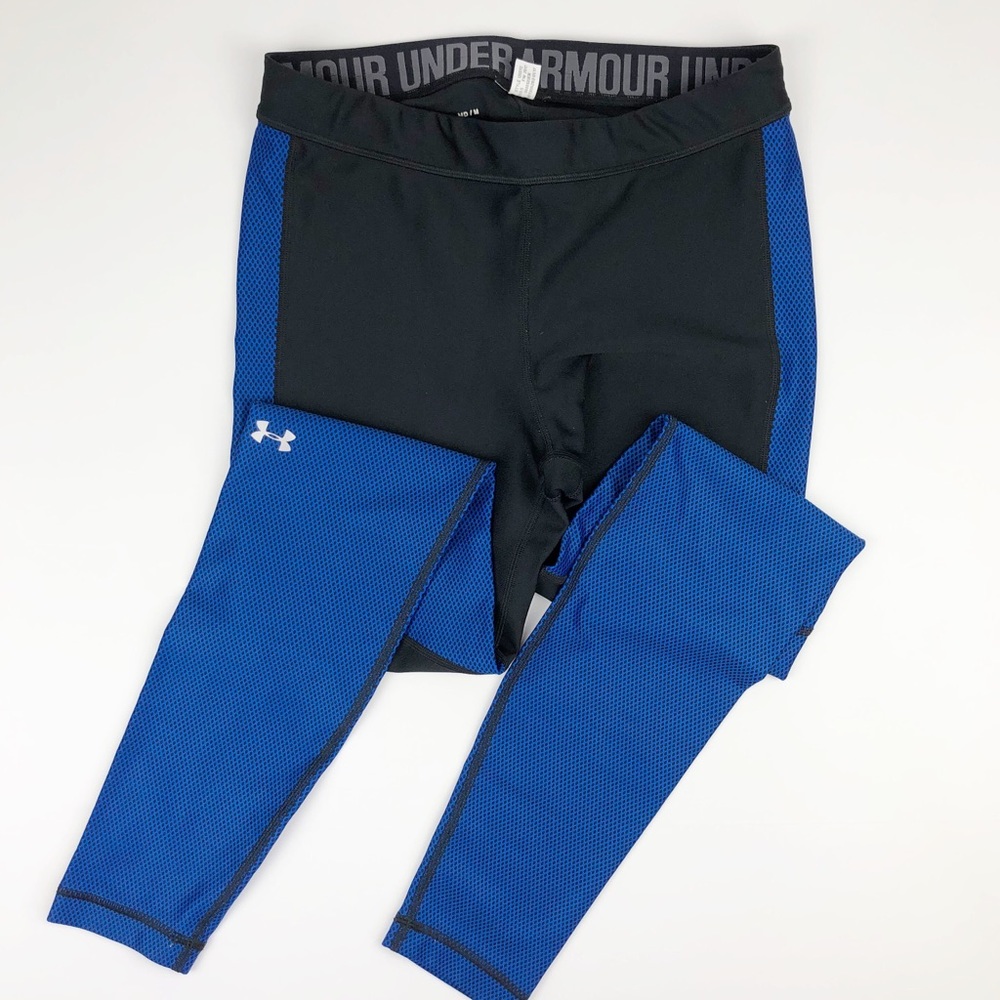 Under Armour Heatgear Compression Leggings Black Blue Size Medium
